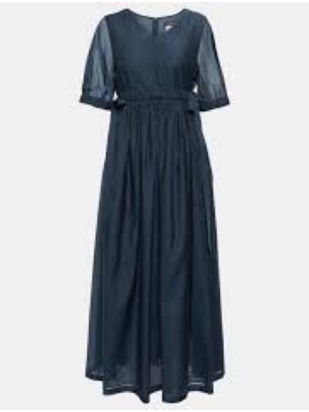 MaxMara Navy Sheer-Sleeve Maxi Dress